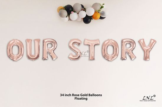 Picture of OUR STORY Rose Gold Letters 34 Inch Foil Balloons