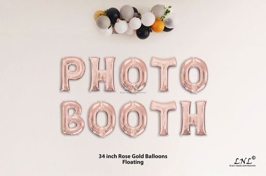 Picture of PHOTO BOOTH Rose Gold Letters 34 Inch Foil Balloons