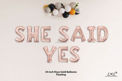 Picture of SHE SAID YES Rose Gold Letters 34 Inch Foil Balloons