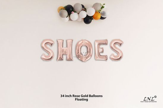Picture of SHOES Rose Gold Letters 34 Inch Foil Balloons
