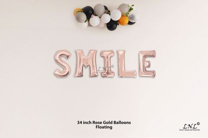 Picture of SMILE Rose Gold Letters 34 Inch Foil Balloons