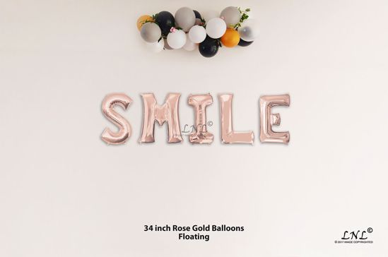 Picture of SMILE Rose Gold Letters 34 Inch Foil Balloons