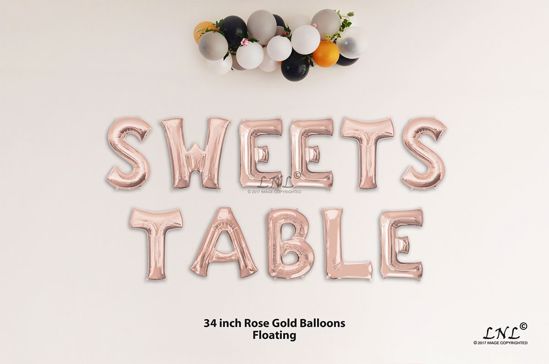 Picture of SWEETS TABLE Rose Gold Letters 34 Inch Foil Balloons