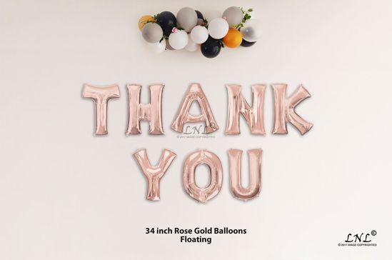 Picture of THANK YOU Rose Gold Letters 34 Inch Foil Balloons