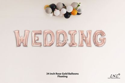 Picture of WEDDING Rose Gold Letters 34 Inch Foil Balloons