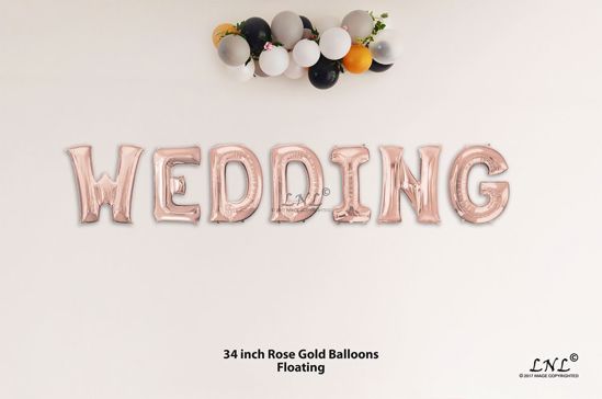 Picture of WEDDING Rose Gold Letters 34 Inch Foil Balloons