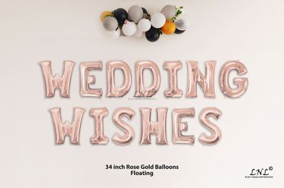 Picture of WEDDING WISHES Rose Gold Letters 34 Inch Foil Balloons