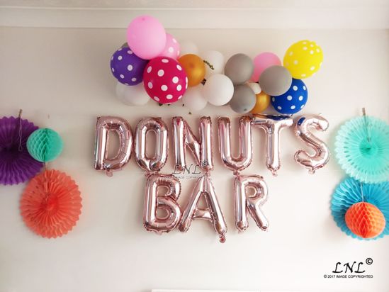 Picture of DONUTS BAR Rose Gold Silver Letter Balloons