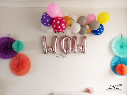 Picture of wow Rose Gold Silver Letter Balloons
