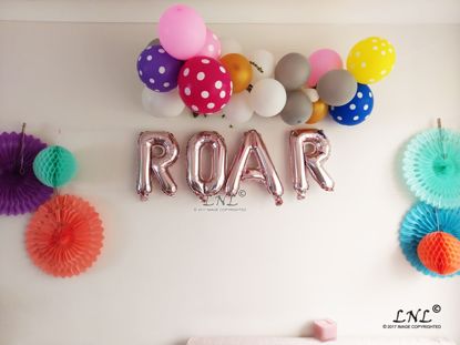Picture of ROAR Rose Gold Silver Letter Balloons