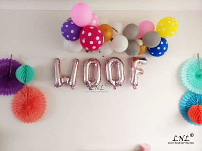 Picture of WOOF Rose Gold Silver Letter Balloons