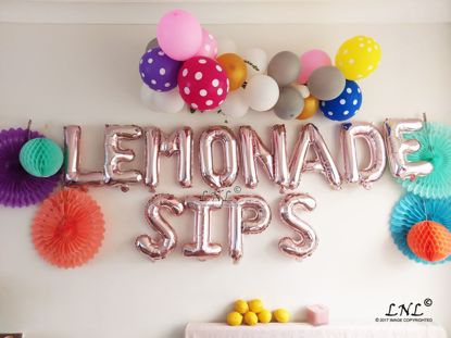 Picture of LEMONADE SIPS  Rose Gold Silver Letter Balloons