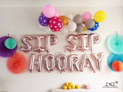 Picture of SIP SIP HOORAY  Rose Gold Silver Letter Balloons