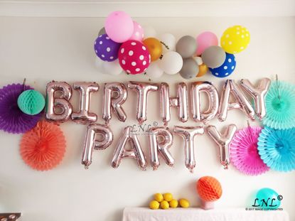 Picture of BIRTHDAY  PARTY Rose Gold Silver Letter Balloons