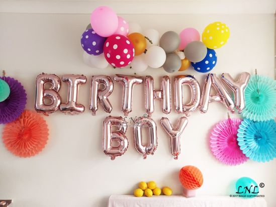 Picture of BIRTHDAY  BOY Rose Gold Silver Letter Balloons