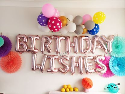 Picture of birthday wishes Rose Gold Silver Letter Balloons