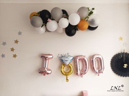 Picture of I DO  RING Rose Gold Silver Letter Balloons