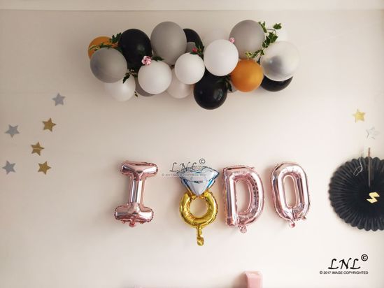Picture of I DO  RING Rose Gold Silver Letter Balloons