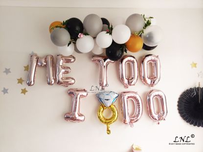 Picture of ME TOO I DO  RING Rose Gold Silver Letter Balloons