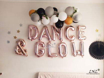 Picture of DANCE & GLOW Rose Gold Silver Letter Balloons