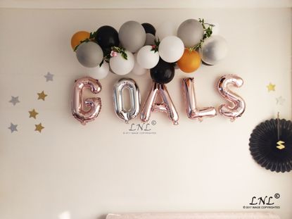 Picture of GOALS Rose Gold Silver Letter Balloons