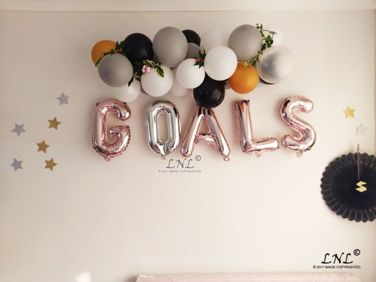 Picture of GOALS Rose Gold Silver Letter Balloons