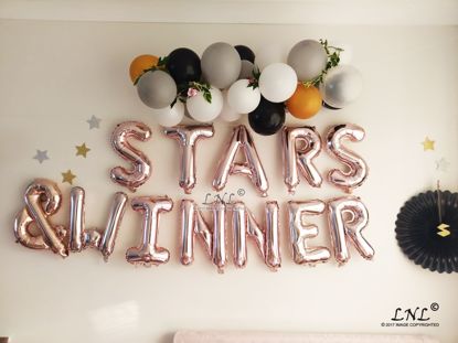Picture of STARS & WINNER  Rose Gold Silver Letter Balloons