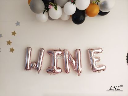 Picture of WINE   Rose Gold Silver Letter Balloons