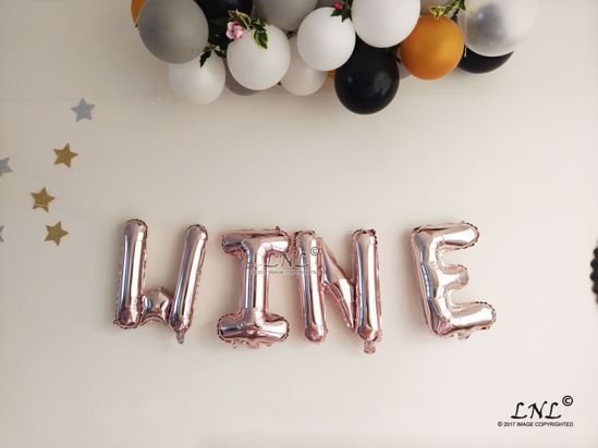 Picture of WINE   Rose Gold Silver Letter Balloons