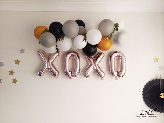 Picture of XOXO Rose Gold Silver Letter Balloons