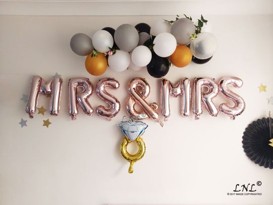 Picture of MRS TO BE  RING Rose Gold Silver Letter Balloons