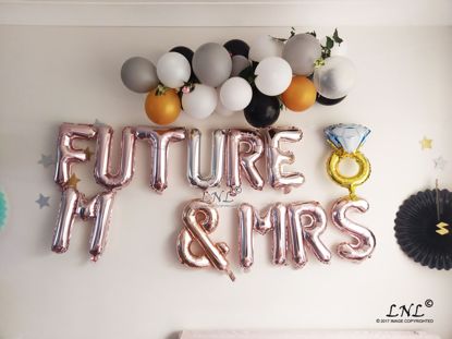 Picture of FUTURE M & MRS Balloons Ring Rose Gold Silver Letter Balloons