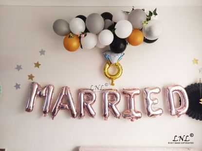 Picture of MARRIED  Rose Gold Silver Letter Balloon Garland