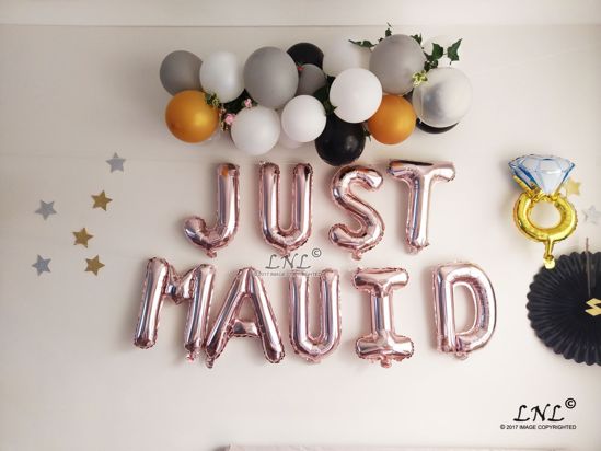 Picture of JUST MAUID Rose Gold Balloons Silver Letter Balloons Ring