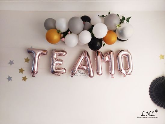 Picture of TE AMO Rose Gold Silver Letter Balloons