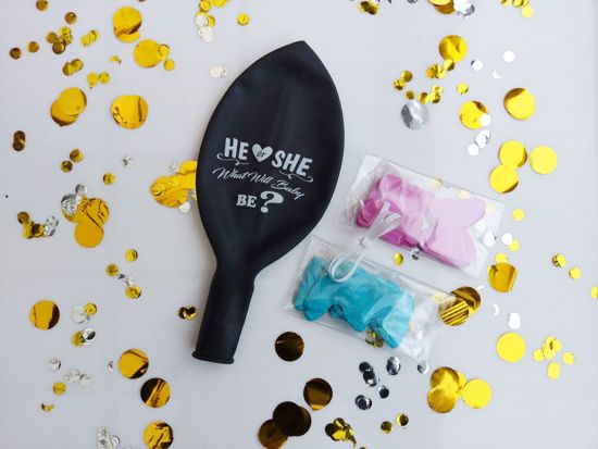 Picture of Gender Reveal Balloons He or She Confetti Blue Pink