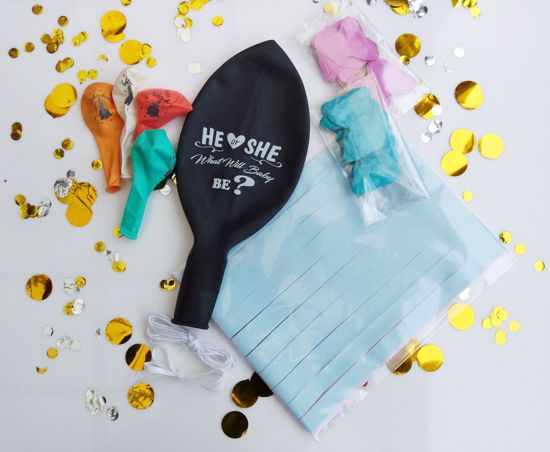Picture of Gender Reveal Balloons He or She Confetti Blue Pink