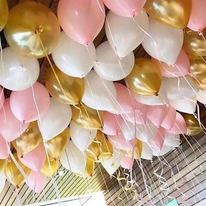 Picture of Blush Pink  Gold Ceiling Balloons up to 11" Engaged