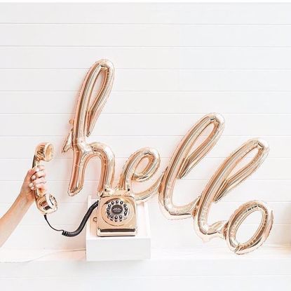Picture of Hello Rose Gold Script balloon 31 in Gender Reveal Baby Shower