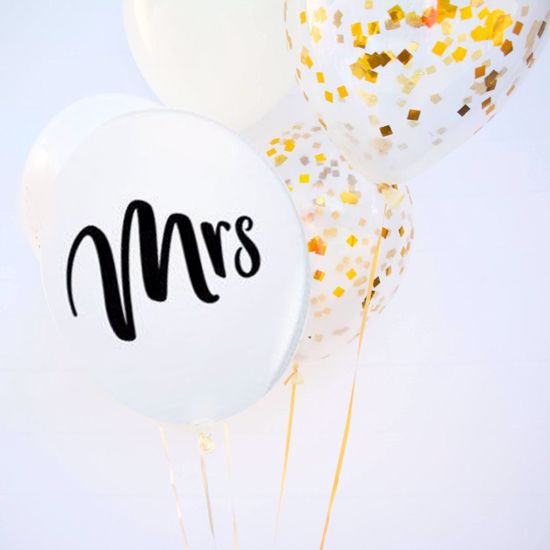 Picture of Mr Mrs Confetti Balloons Gold