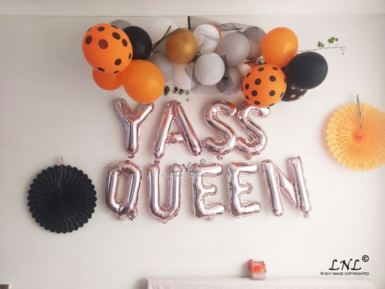 Picture of YASS QUEEN Rose Gold Silver Letter Balloons