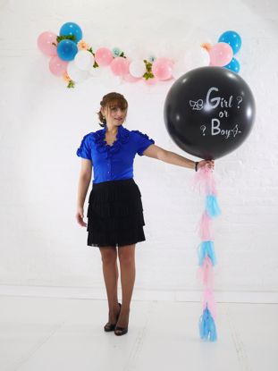 Picture of Gender Reveal Balloon Boy or Girl  Confetti Blue Pink Confetti Tail Tassel