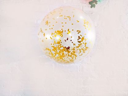 Picture of Extra Large Confetti Balloons Gold Metallic 36"