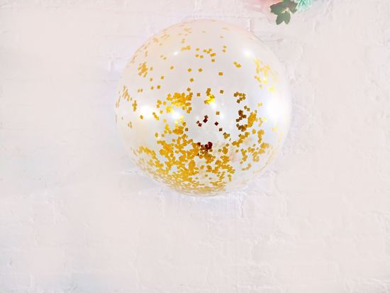 Picture of Extra Large Confetti Balloons Gold Metallic 36"
