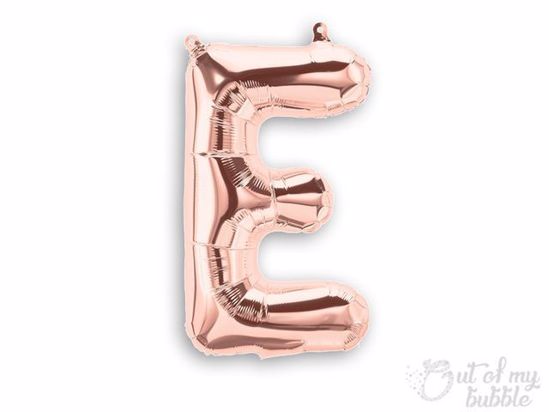 Rose gold foil balloon letter E
