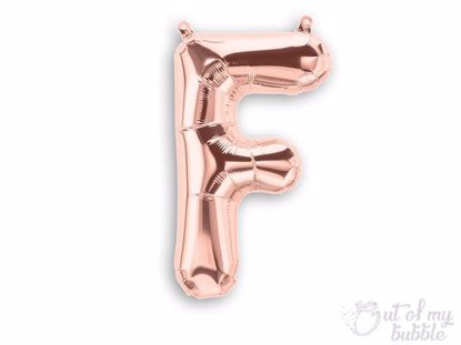 Rose gold foil balloon letter F