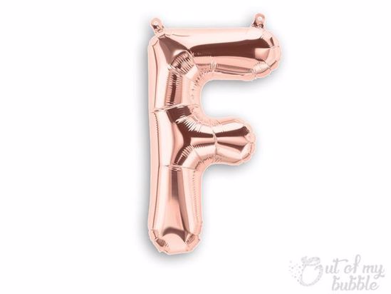 Rose gold foil balloon letter F
