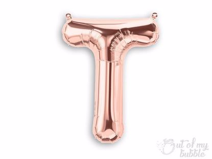 Rose gold foil balloon letter T