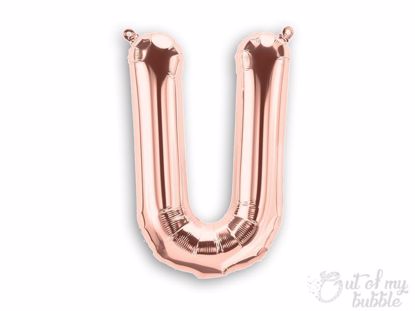 Rose gold foil balloon letter U