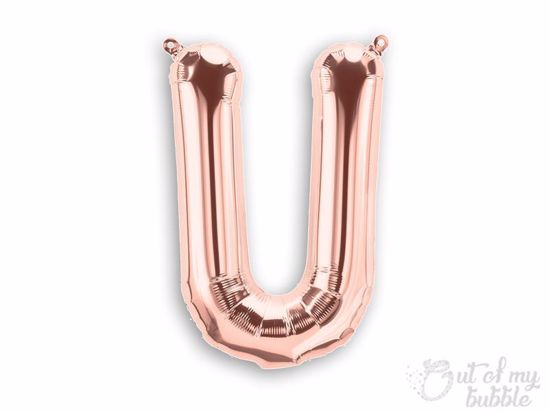 Rose gold foil balloon letter U